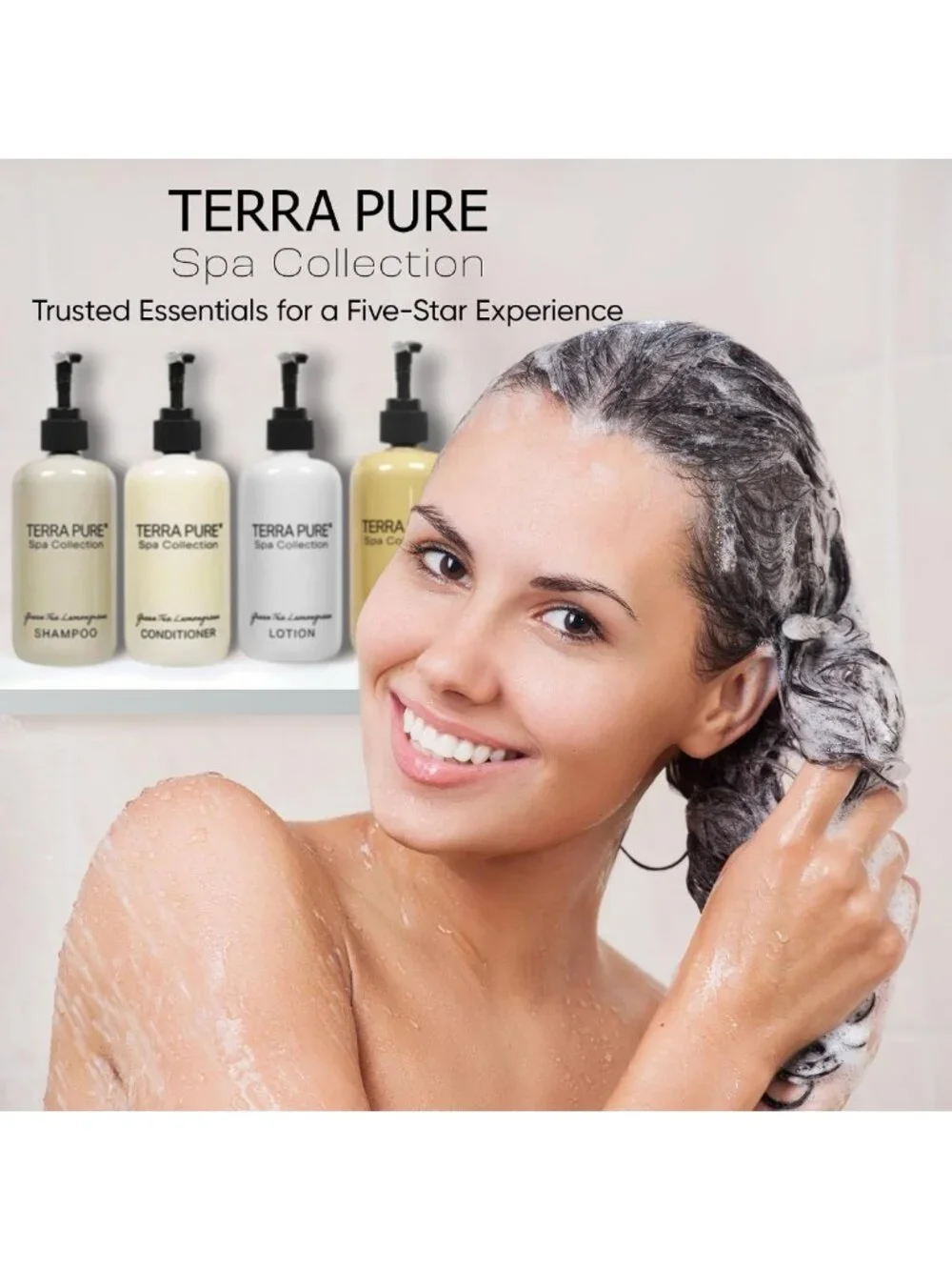 4-Piece Spa Set: Shampoo, Conditioner, Hand & Body Wash, Moisturizing Lotion
